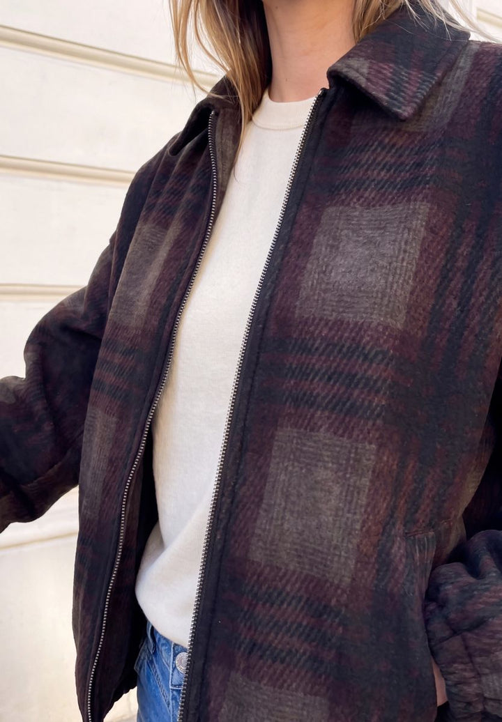 Gefütterter Blouson mit Karomuster