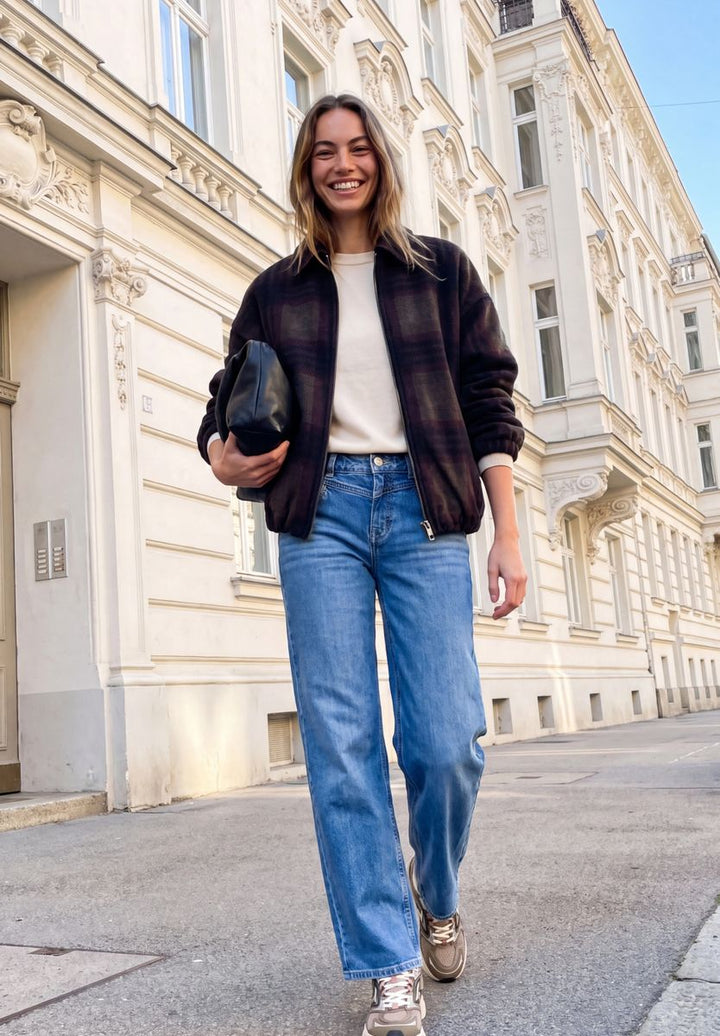 Gefütterter Blouson mit Karomuster