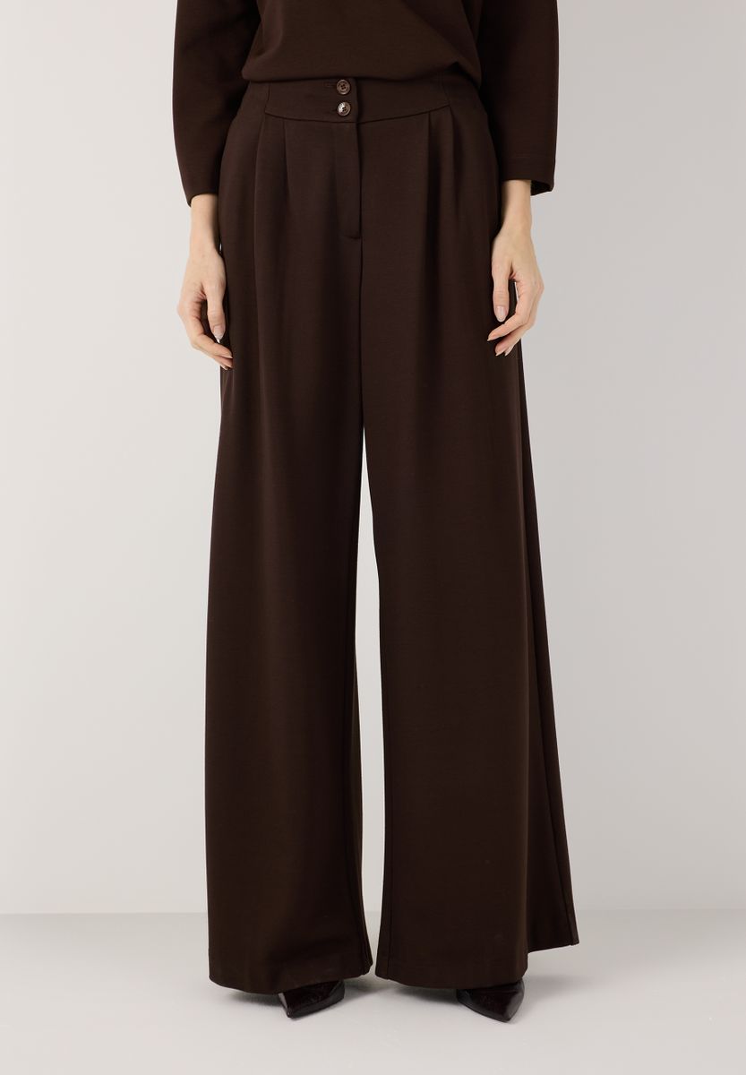 Dunkelbraune Jerseyhose mit weitem Bein