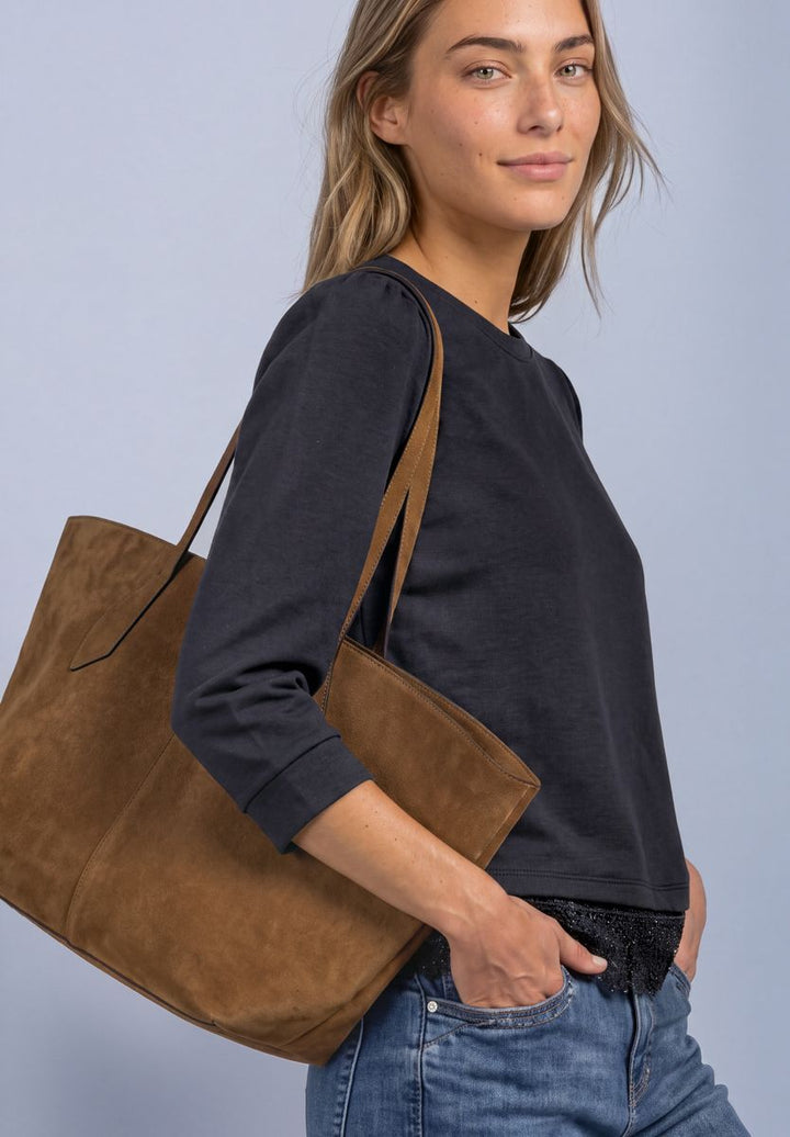 3/4-Arm Shirt mit Spitzenkante am Saum