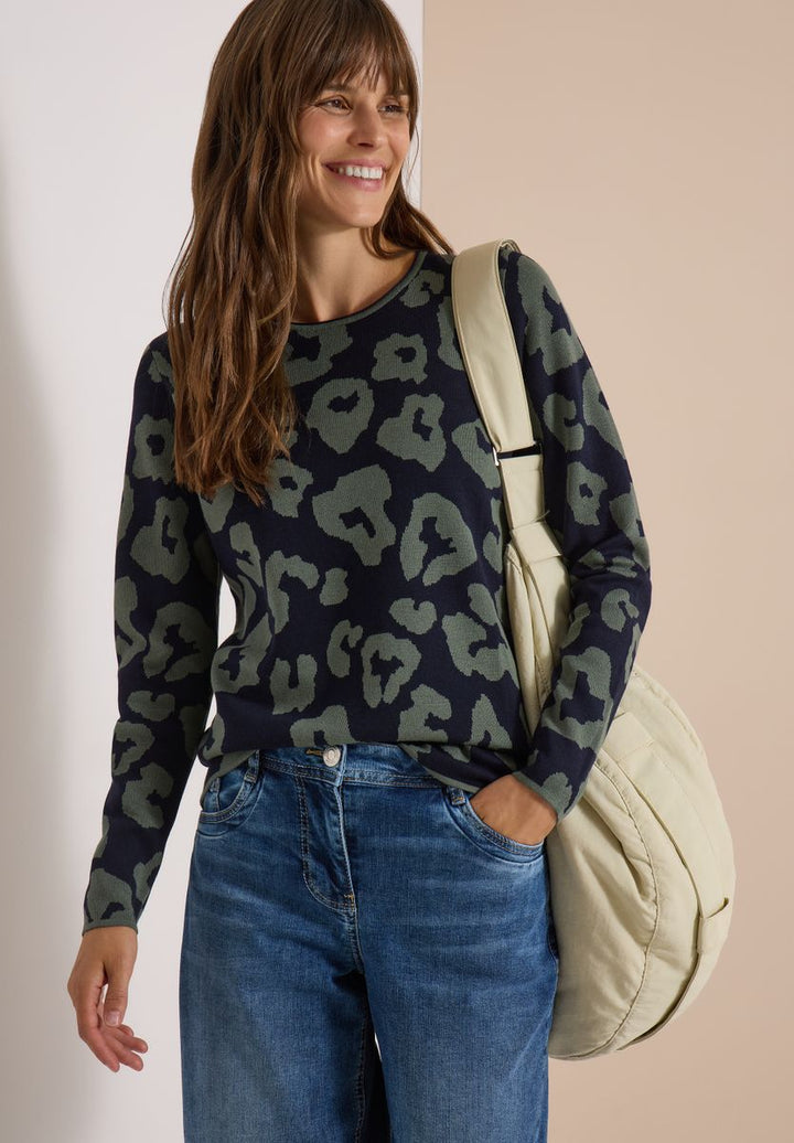 Pullover mit Rundhals und Leo-Muster