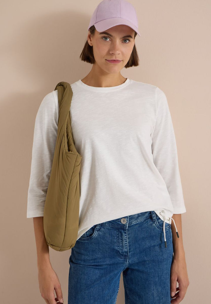 3/4-Arm Shirt mit Rundhals in Unifarbe