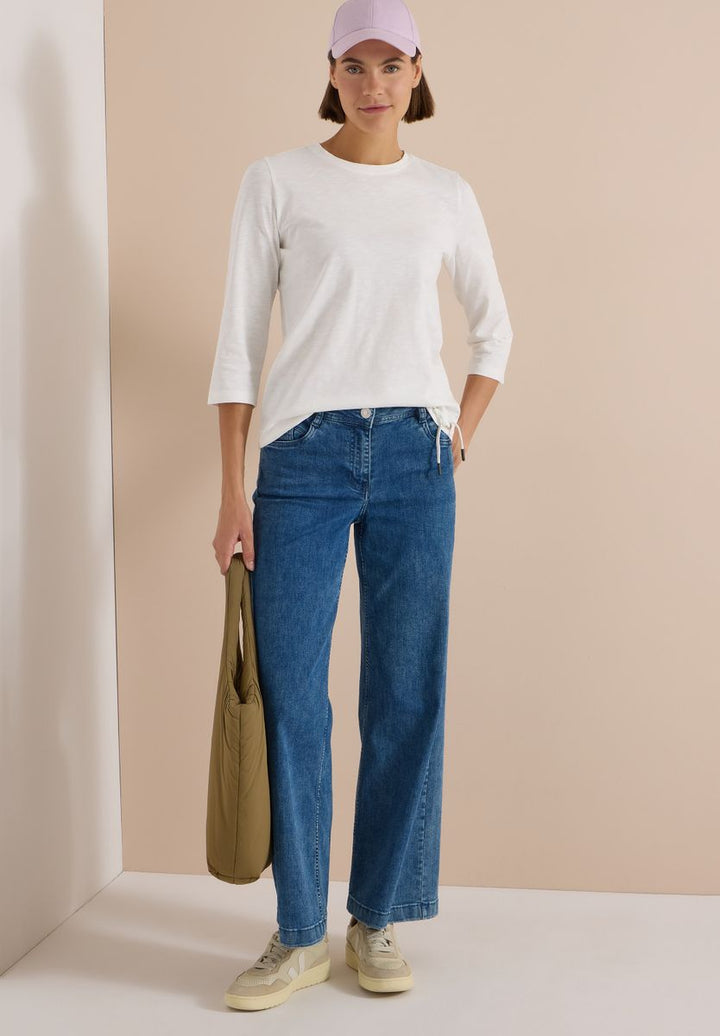 3/4-Arm Shirt mit Rundhals in Unifarbe