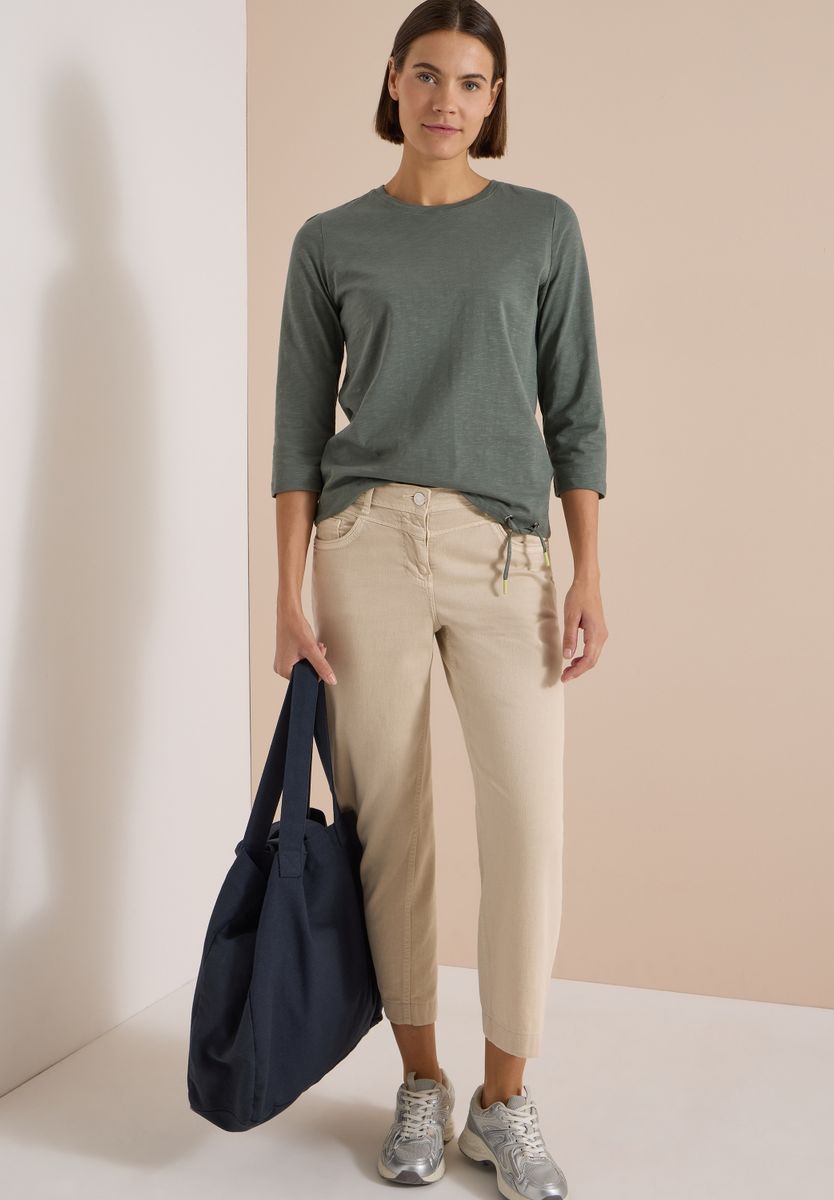 3/4-Arm Shirt mit Rundhals in Unifarbe
