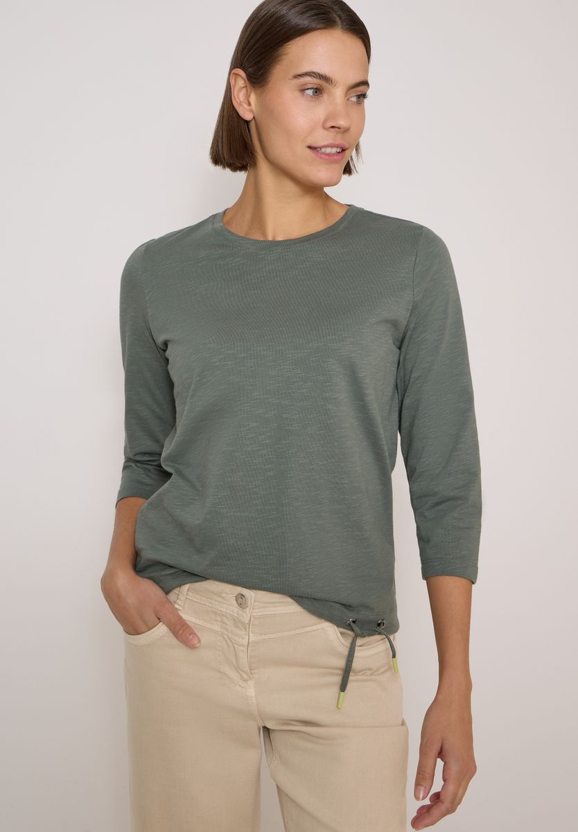 3/4-Arm Shirt mit Rundhals in Unifarbe