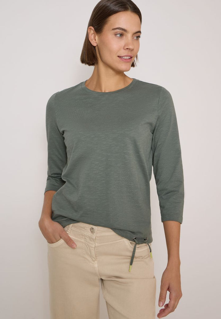 3/4-Arm Shirt mit Rundhals in Unifarbe