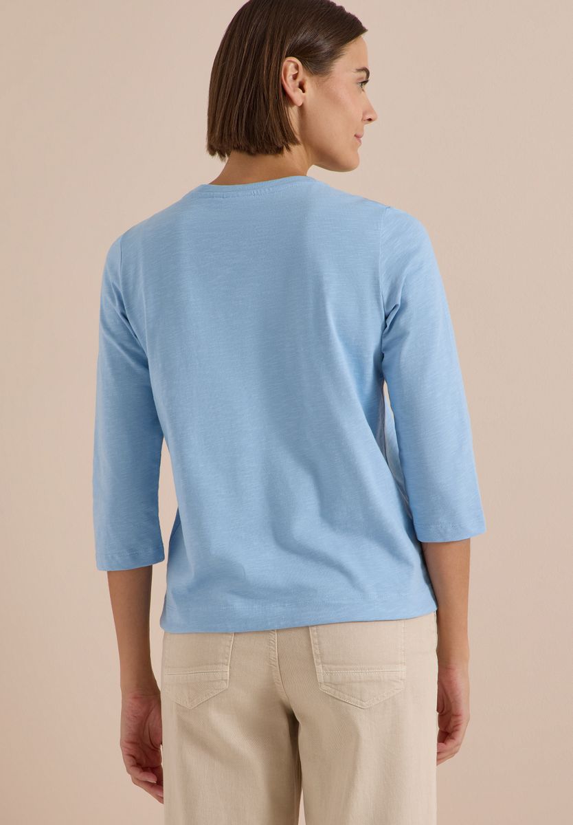 3/4-Arm Shirt mit Rundhals in Unifarbe
