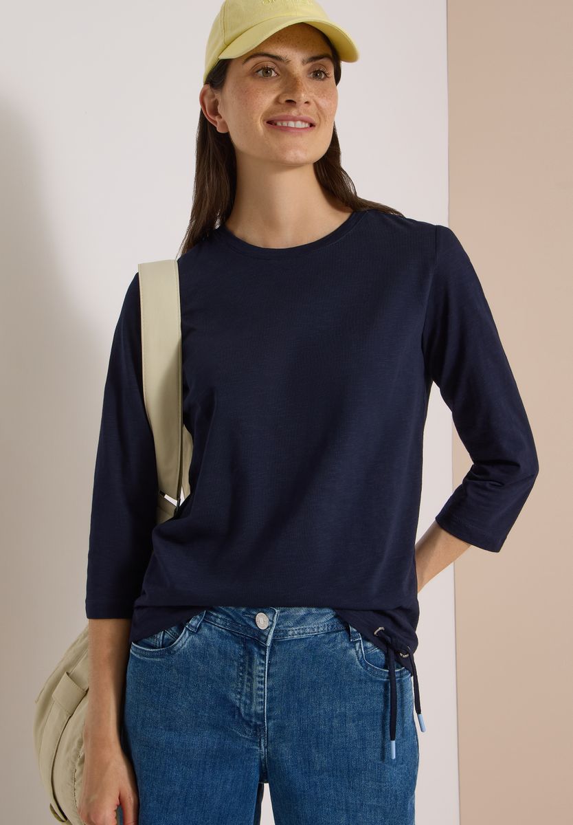 3/4-Arm Shirt mit Rundhals in Unifarbe