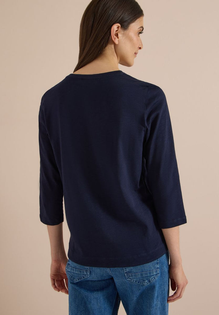 3/4-Arm Shirt mit Rundhals in Unifarbe