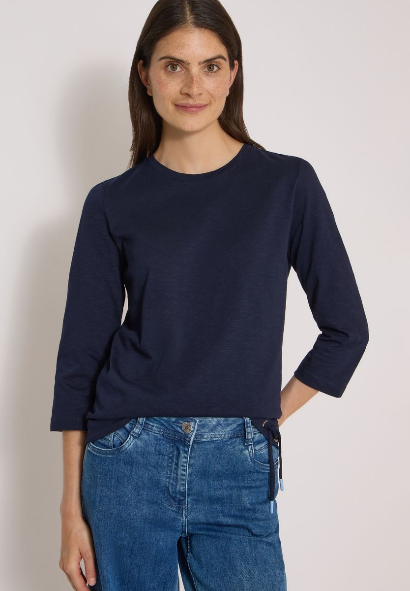 3/4-Arm Shirt mit Rundhals in Unifarbe