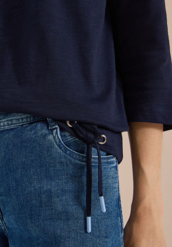 3/4-Arm Shirt mit Rundhals in Unifarbe