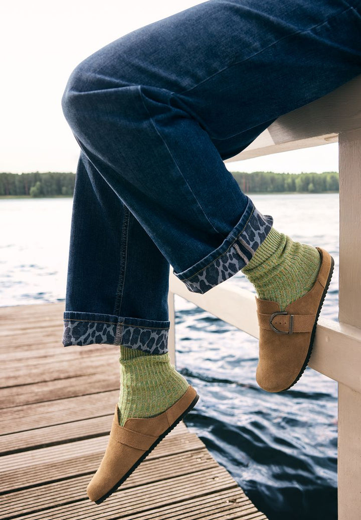 Wide Leg Jeans mit Turn-Up im Leo-Look
