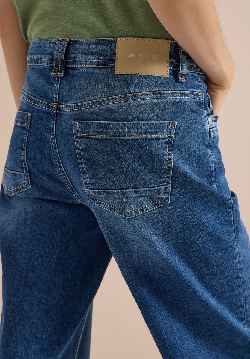 Wide Leg Jeans mit Turn-Up im Leo-Look