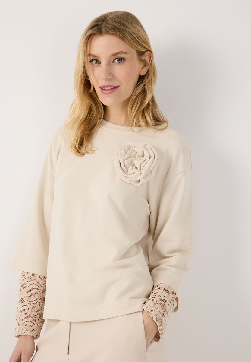 Sweatshirt mit Spitzenärmel