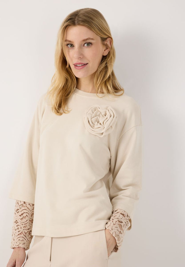 Sweatshirt mit Spitzenärmel