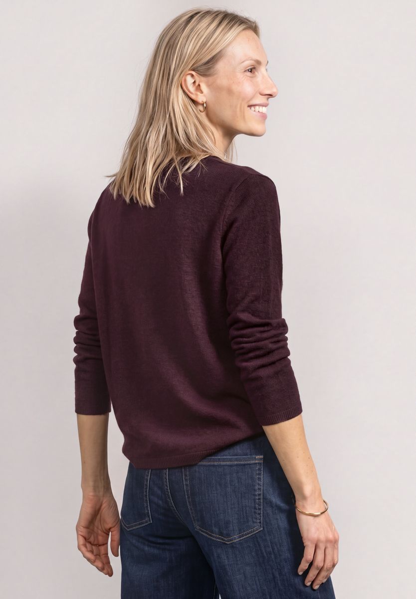 Pullover mit Boat Neck und Rollkanten