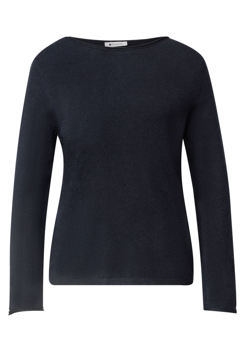 Pullover mit Boat Neck und Rollkanten