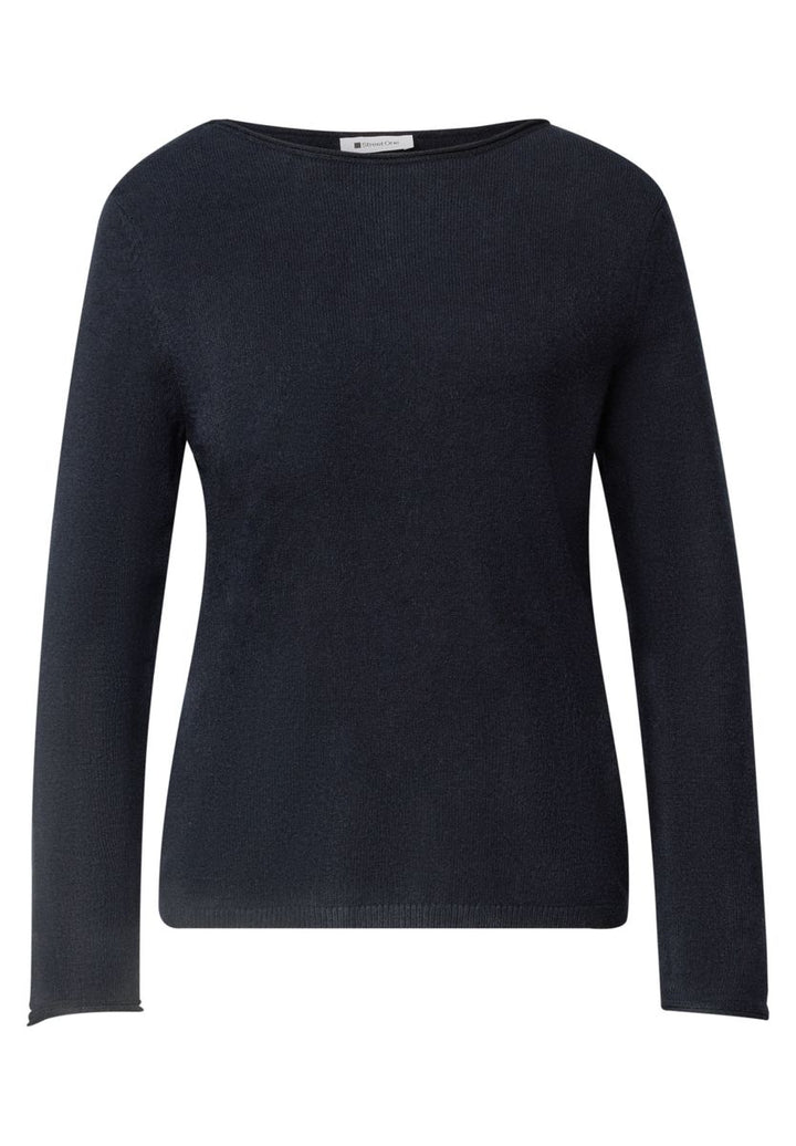 Pullover mit Boat Neck und Rollkanten
