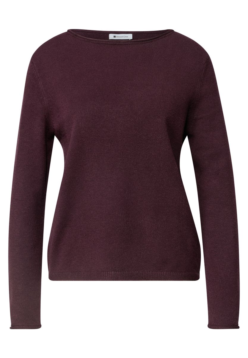 Pullover mit Boat Neck und Rollkanten