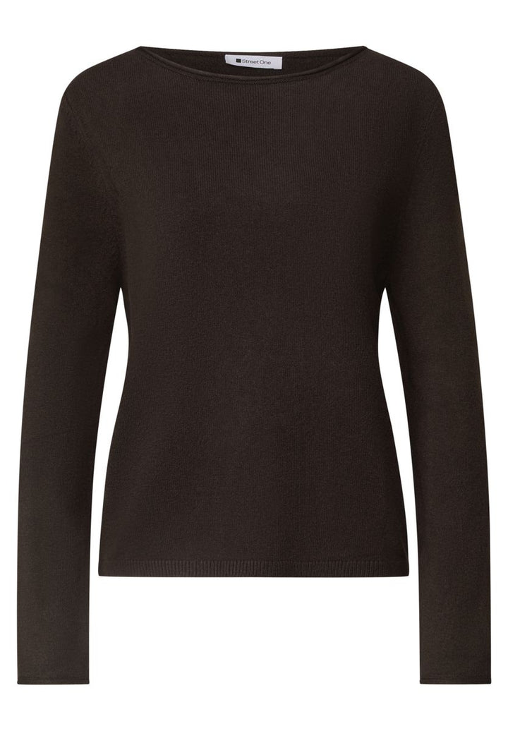 Pullover mit Boat Neck und Rollkanten