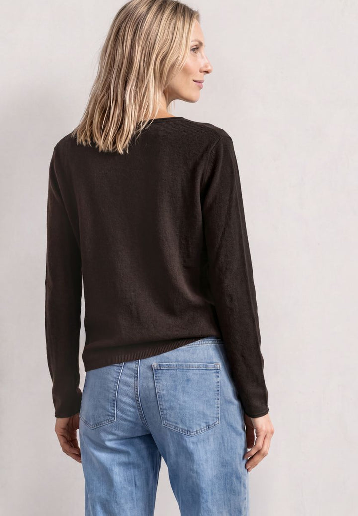 Pullover mit Boat Neck und Rollkanten