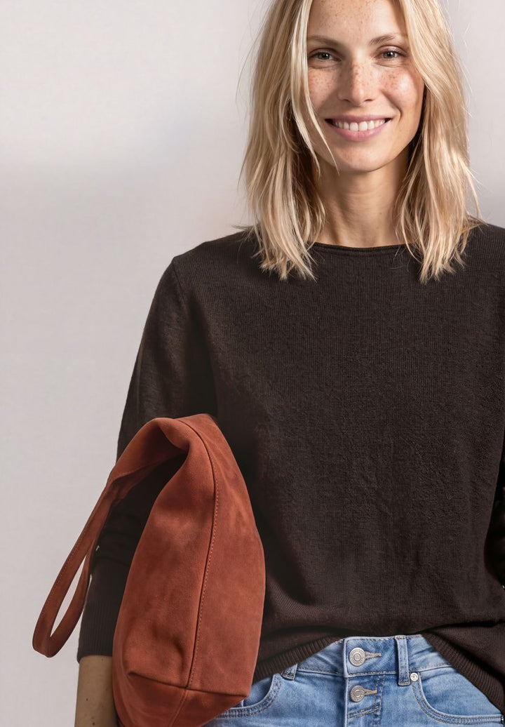 Pullover mit Boat Neck und Rollkanten