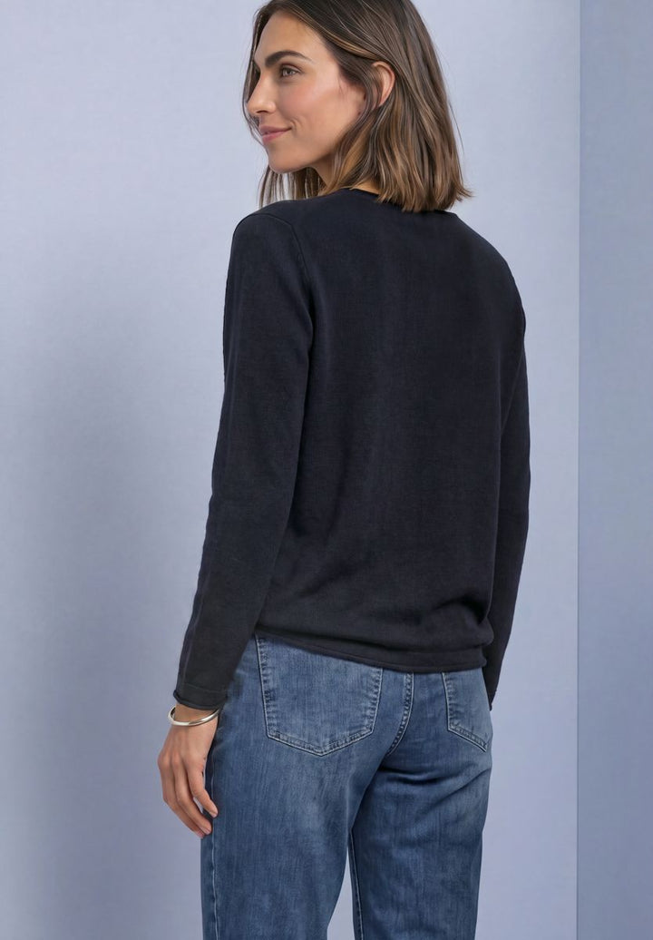 Pullover mit Boat Neck und Rollkanten