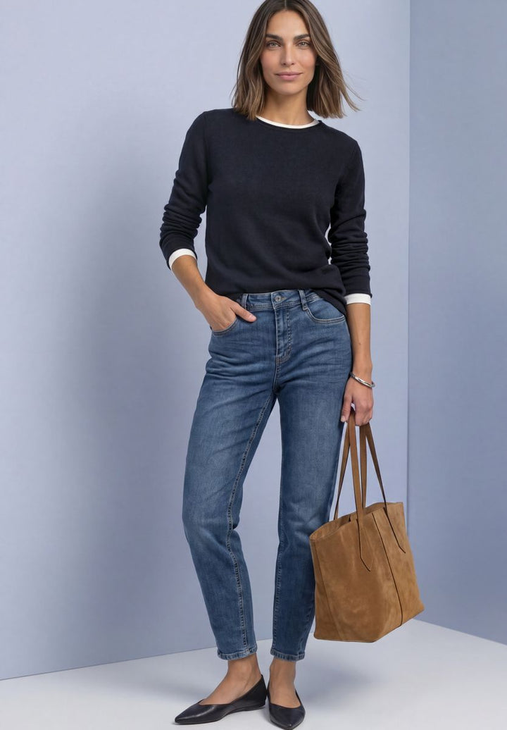 Pullover mit Boat Neck und Rollkanten
