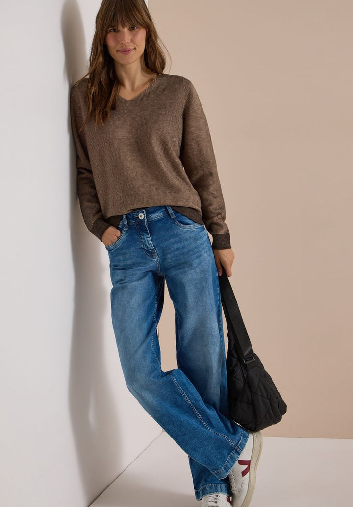 Pullover im Two-Tone-Look mit V-Neck
