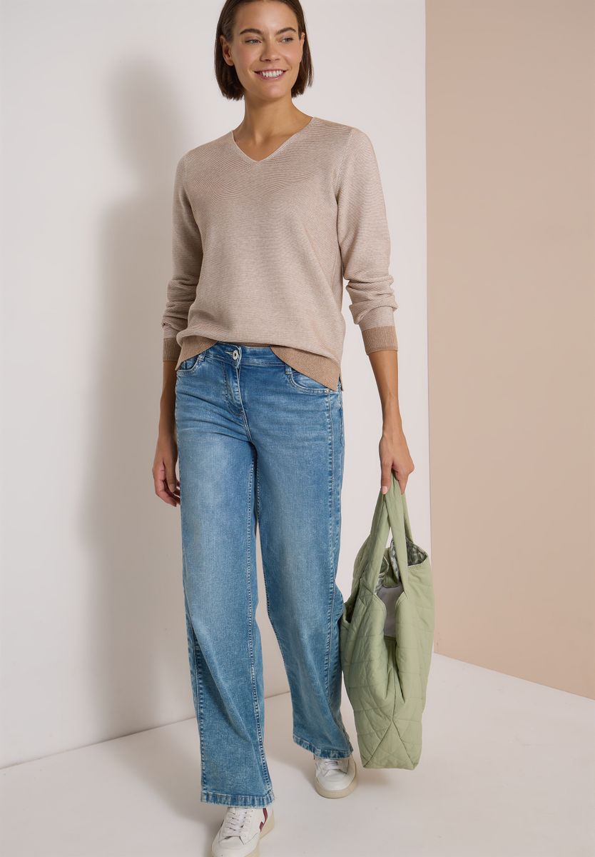 Pullover im Two-Tone-Look mit V-Neck