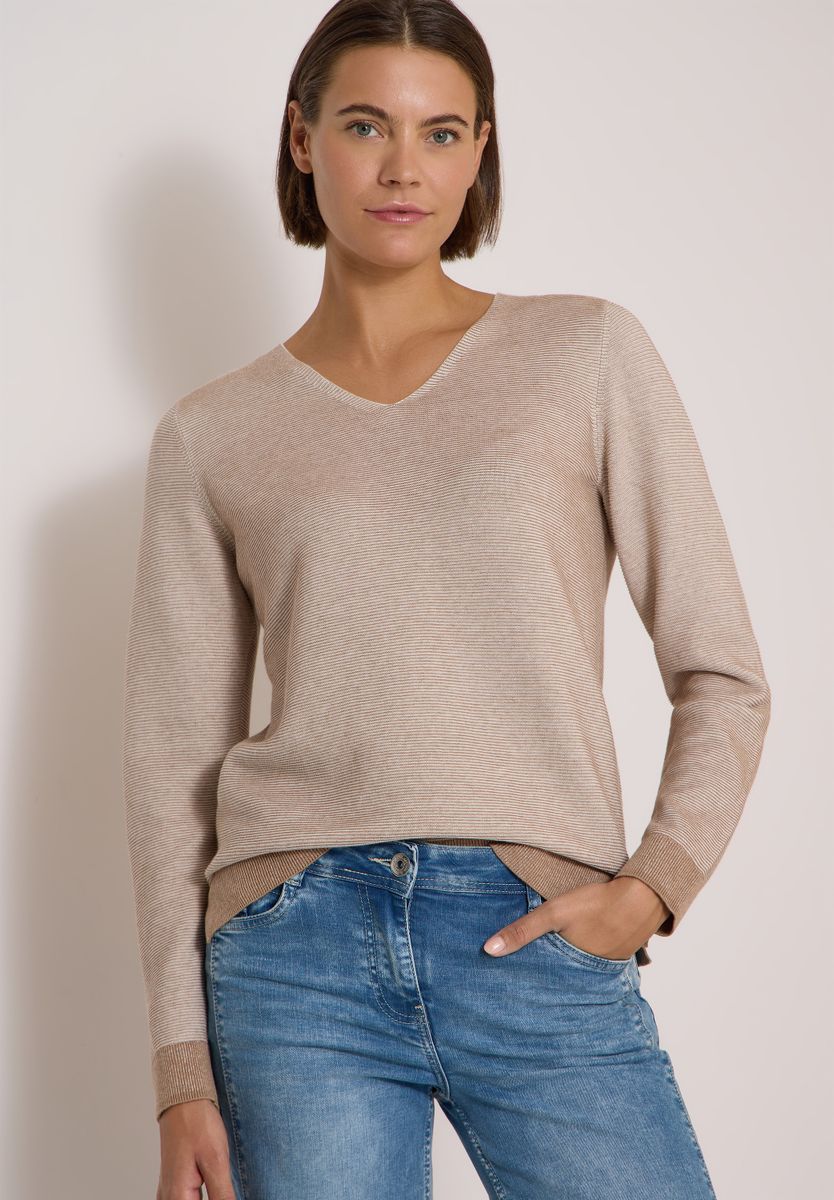 Pullover im Two-Tone-Look mit V-Neck