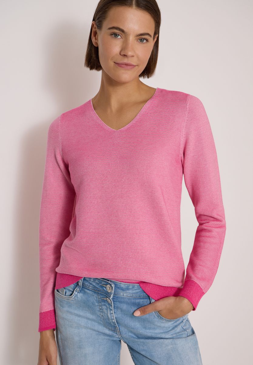 Pullover im Two-Tone-Look mit V-Neck