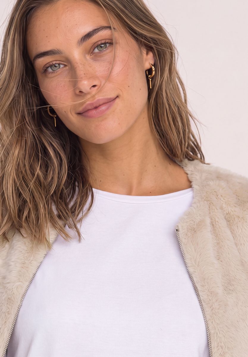 Jacke aus Fake Fur mit Zipper
