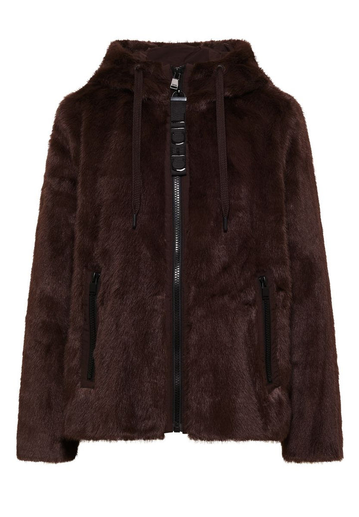 Fake Fur Jacke mit Softshelldetails