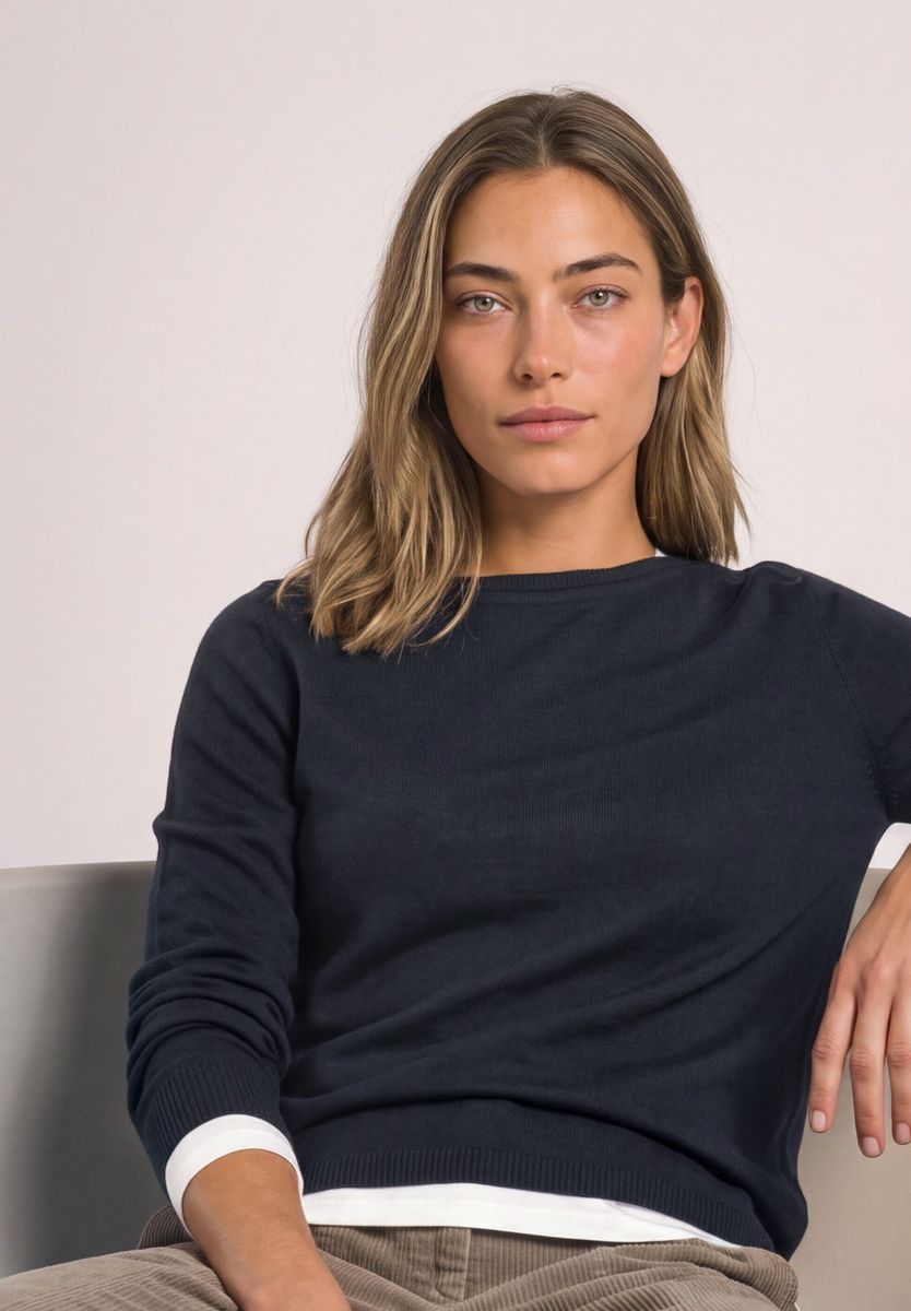 Basic Pullover mit U-Boot-Ausschnitt