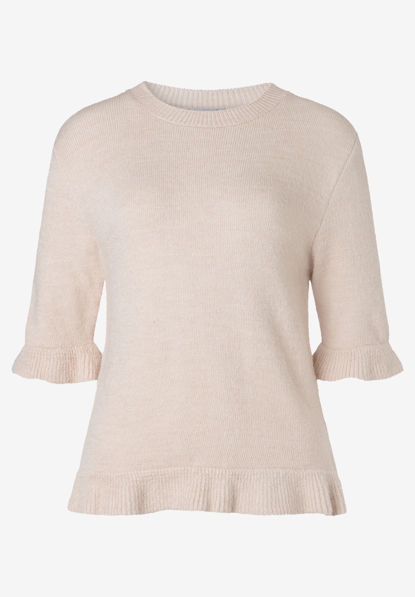 Kurzarmpullover mit Rüschen
