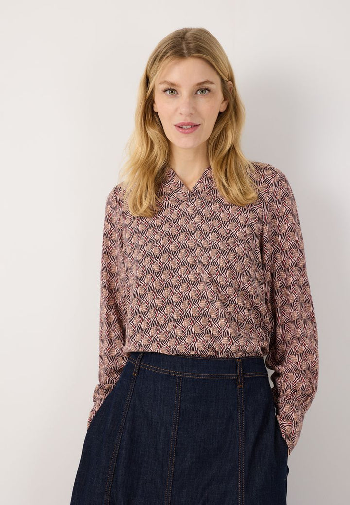 Viskosebluse mit Minimal-Print