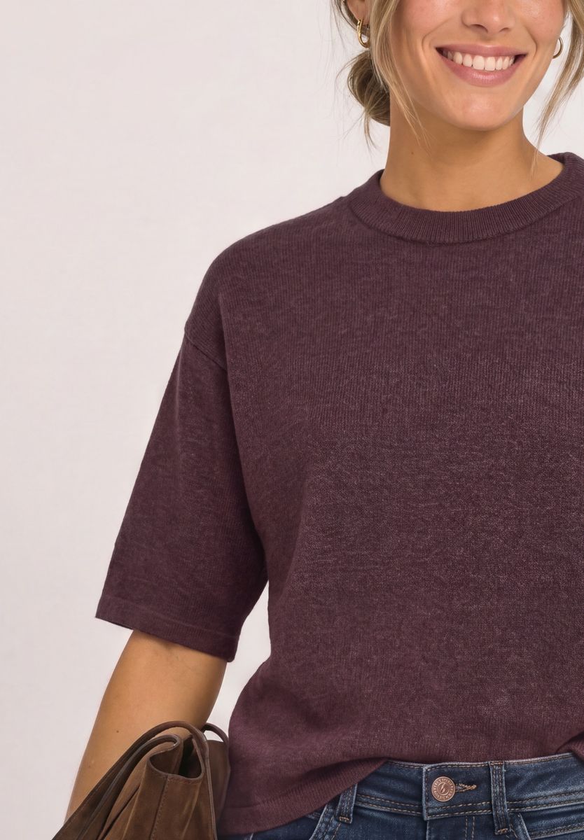 3/4-Arm Pullover mit Rundhals
