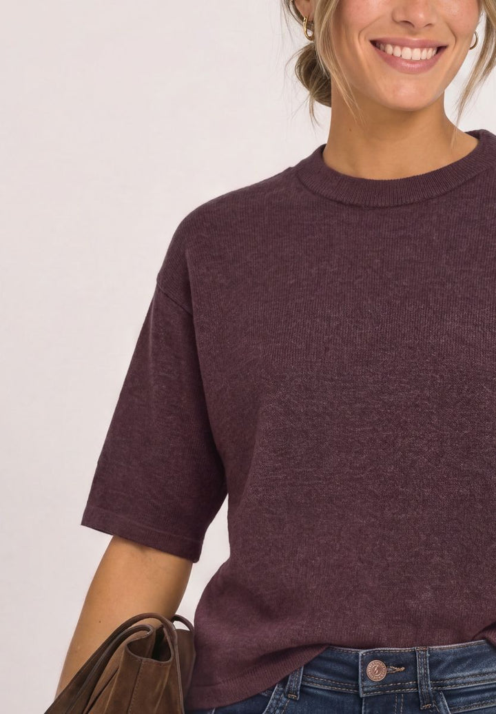 3/4-Arm Pullover mit Rundhals