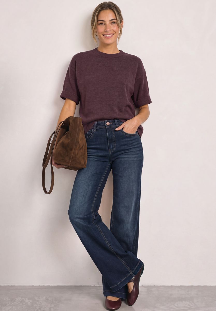 3/4-Arm Pullover mit Rundhals