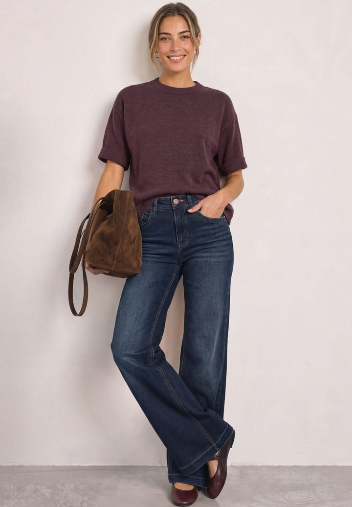 3/4-Arm Pullover mit Rundhals