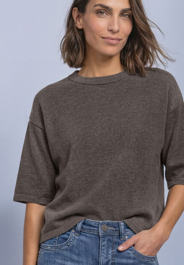 3/4-Arm Pullover mit Rundhals