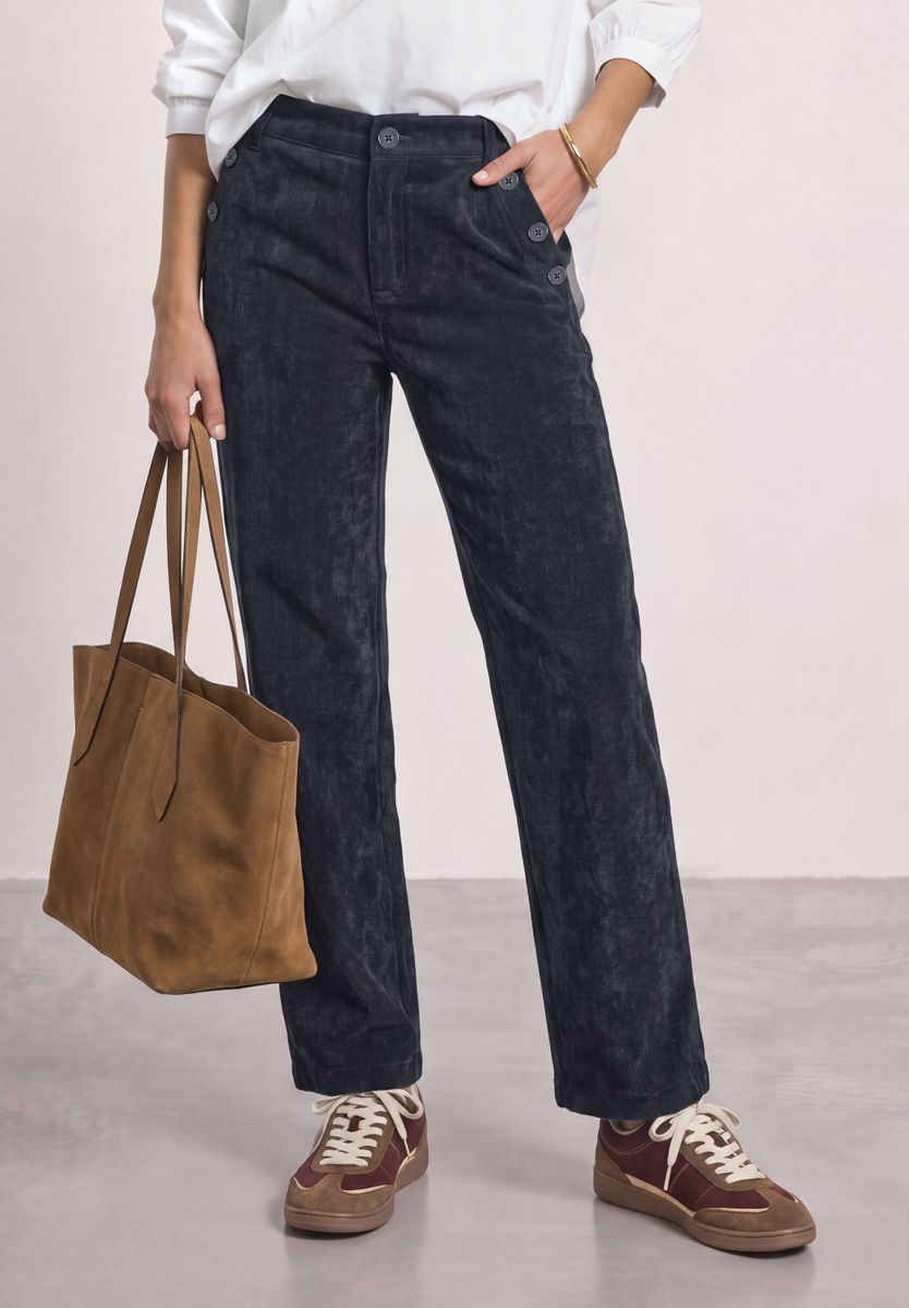 Mid Waist Straight Leg Hose mit Knöpfen