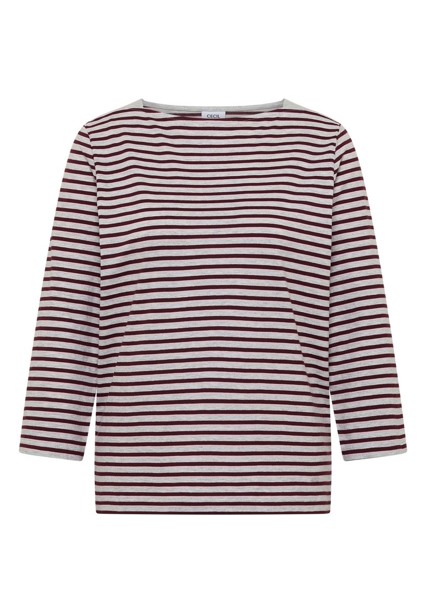 3/4-Arm Shirt mit Boat Neck und Streifen