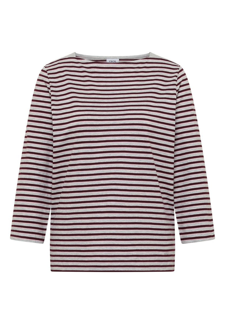 3/4-Arm Shirt mit Boat Neck und Streifen