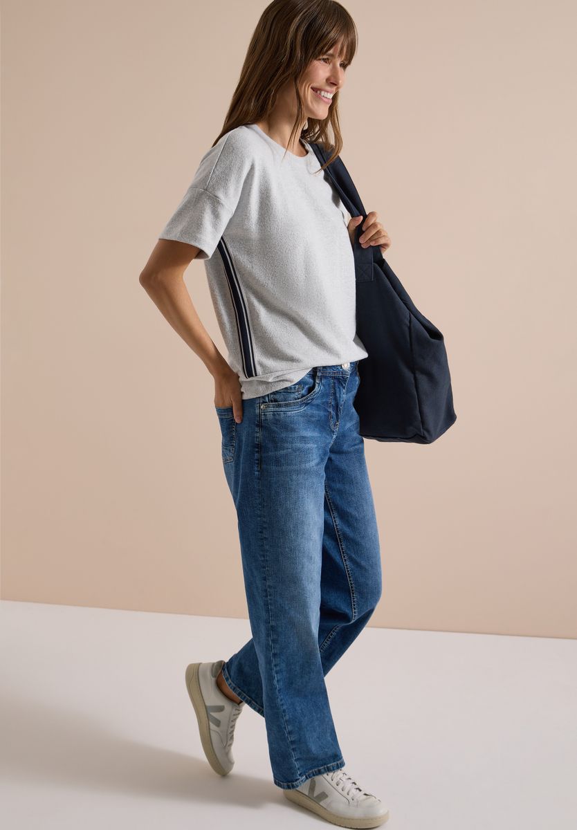 Dropped Shoulder Shirt mit Rundhals und Tape