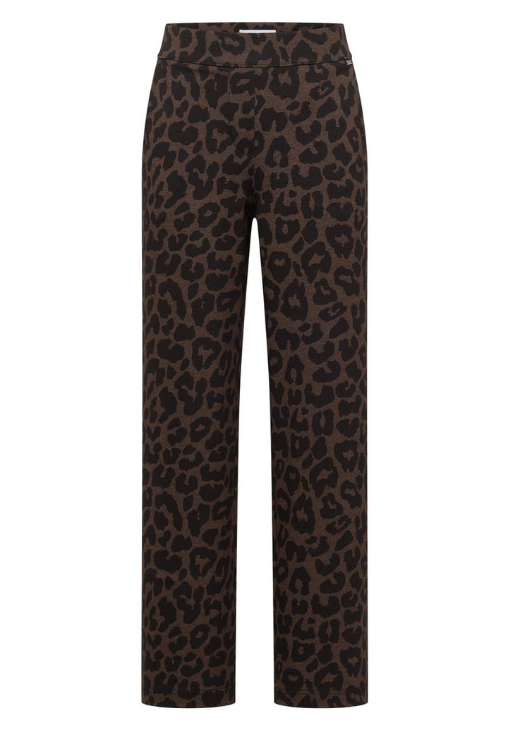 High Waist Straight Leg Hose mit Leo-Muster
