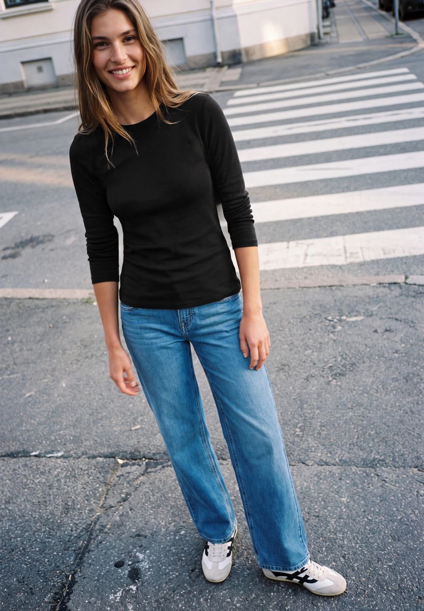 Basic Shirt in Unifarbe mit Rundhals