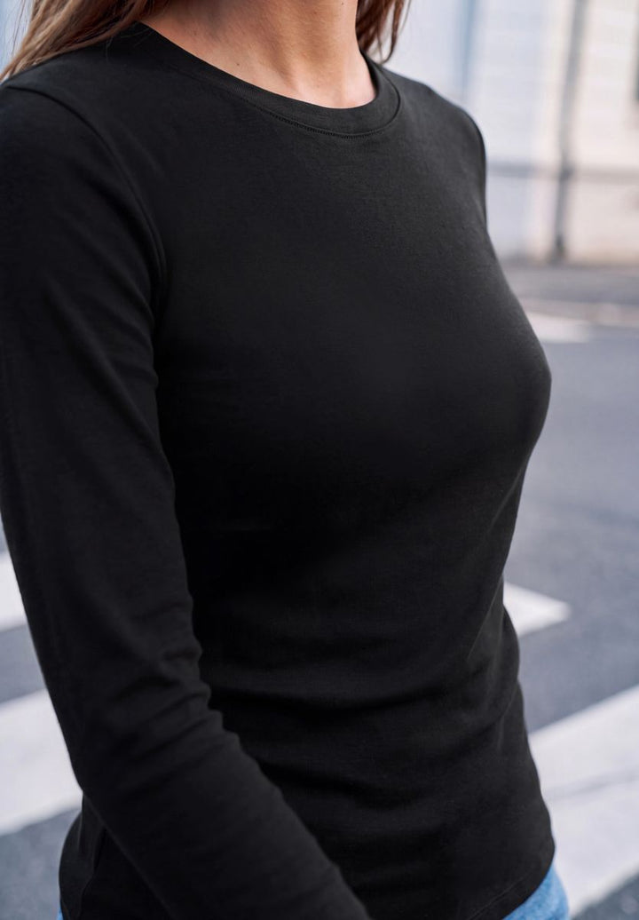 Basic Shirt in Unifarbe mit Rundhals