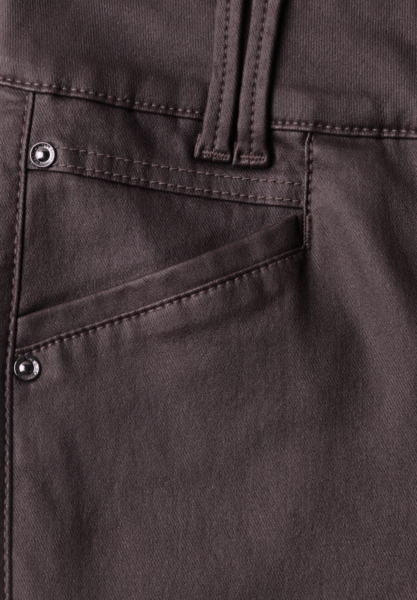 Mid Waist Hose im Slim Fit in Leder-Optik